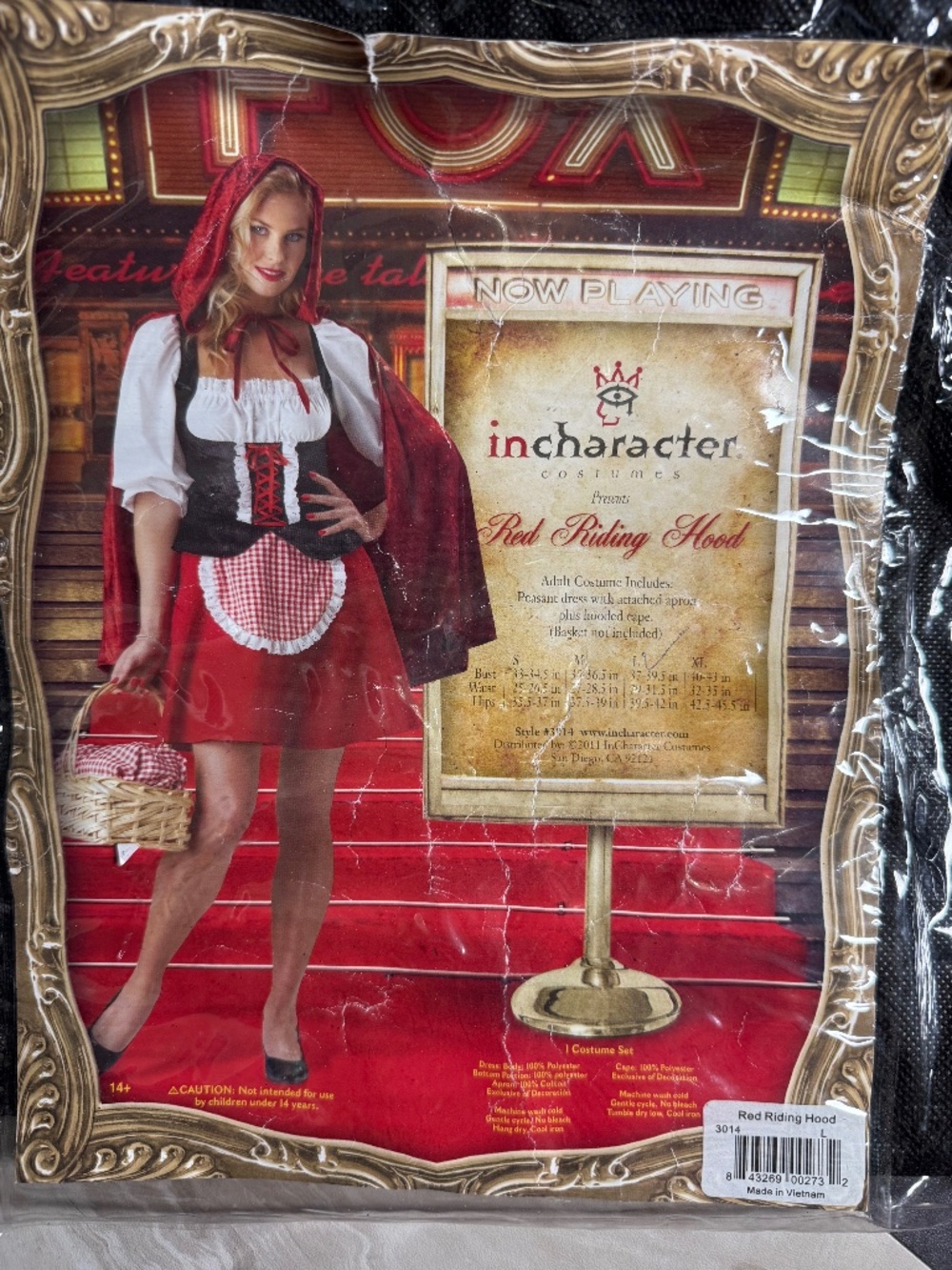 InCharacter Red Riding Hood Costume Size L Adult 2 Piece
